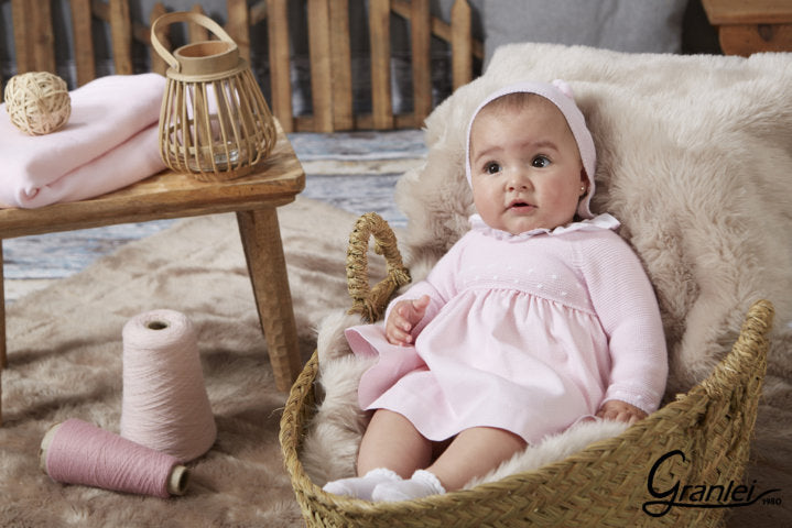 Granlei Baby Girls Knitted Dress Pink Spanish Baby Knitted