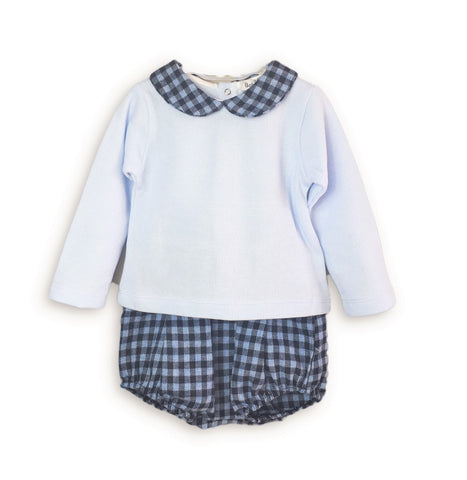 Babidu Baby Blue & Gingham Short Set - Arabella's Baby Boutique