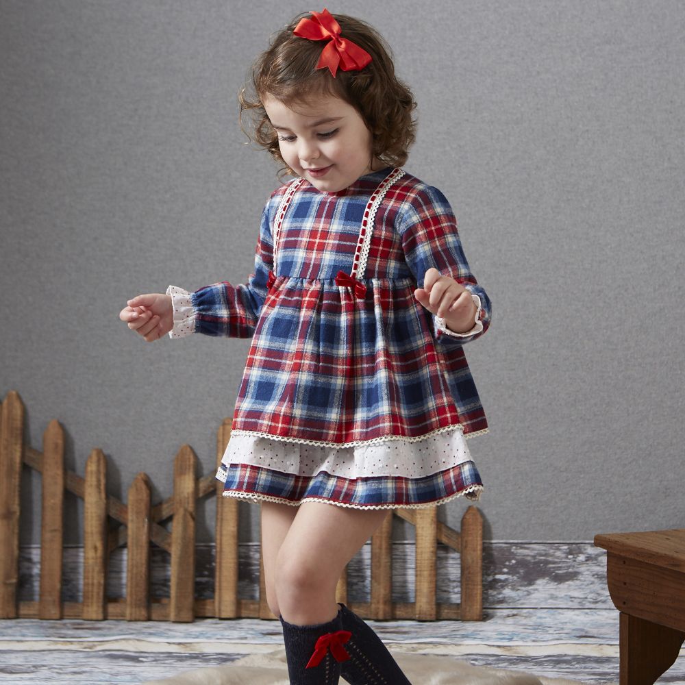 Granlei Tartan Girls Dress, Christmas Spanish Wear, Children's