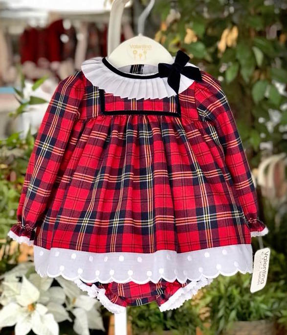 Valentina Bebes, Red Tartan Baby Girls Dress Set, Arabella's Baby Boutique Valentina Bebes, Red Tartan Baby Girls Dress Set, Arabella's Baby Boutique