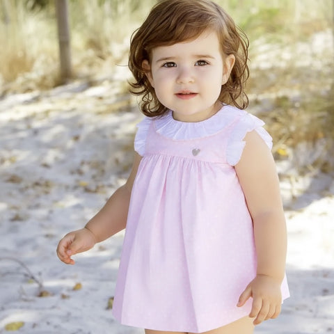 'Sadie' Pink Polka Dot Dress with Ruffles
