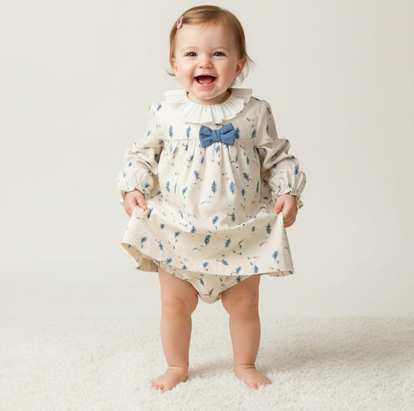 Kirki Camel & Blue Floral Dress