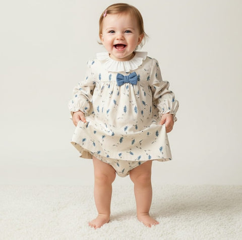 Kirki Camel & Blue Floral Dress