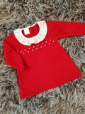 Granlei Red Knitted Dress with Frill Collar - Arabella's Baby Boutique