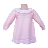 Granlei Pink Knitted Dress with Frill Collar - Arabella's Baby Boutique