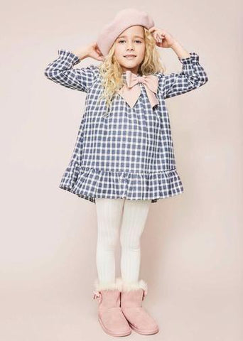 Dadati Pink & Navy Check Dress - Arabella's Baby Boutique