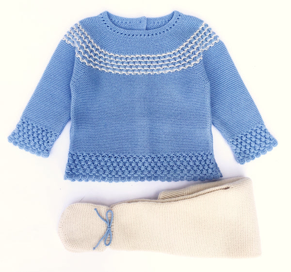 Granlei Blue & Camel Knit Suit - Arabella's Baby Boutique