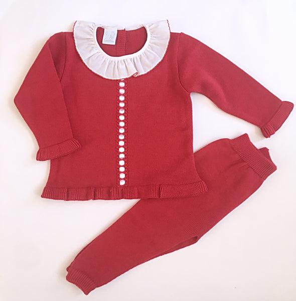 Red Granlei Knitted Tracksuit - Arabella's Baby Boutique