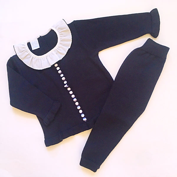 Navy Granlei Knitted Tracksuit - Arabella's Baby Boutique