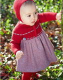 GRANLEI - Red and grey dress with pompoms - Arabella's Baby Boutique