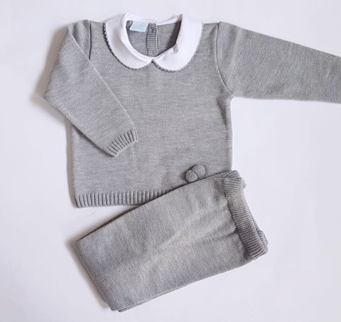 Granlei Knitted Tracksuit Grey - Arabella's Baby Boutique