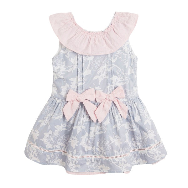 Newness Pink & Grey Dress with Frill Collar - Arabella's Baby Boutique