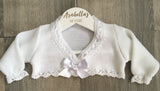 VB BY JULIANA - White Knitted Bolero with bow - Arabella's Baby Boutique