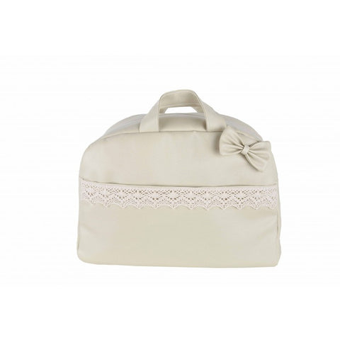 Camel Bow and Lace Baby Changing Bag - Arabella's Baby Boutique