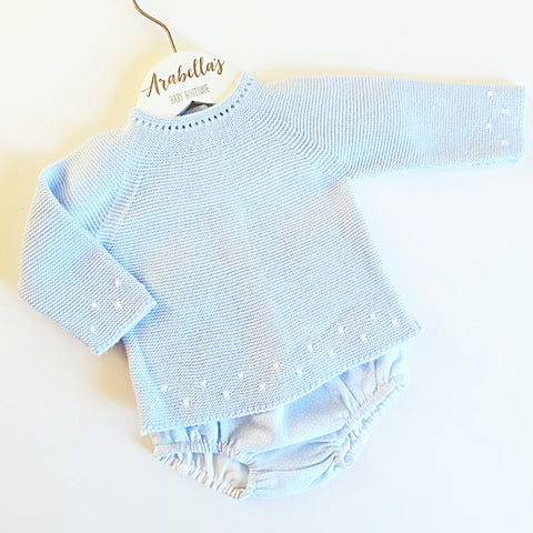 Baby Blue and White Boys 2 Piece - Arabella's Baby Boutique