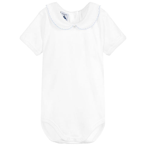 Babidu White and Baby Blue Body with Peter Pan Collar - Arabella's Baby Boutique