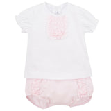 CALAMARO -  White & Baby Pink Jam Pant Set - Arabella's Baby Boutique