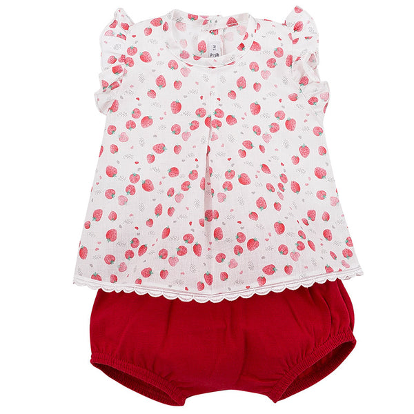CALAMARO -  Red & White Strawberry Two Piece Set - Arabella's Baby Boutique
