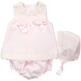 Dulce De Fresa - Pink Dress & Bonnet Set - Arabella's Baby Boutique