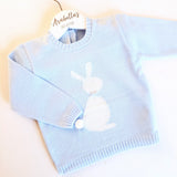 Granlei Knitted Bunny Jumper Blue - Arabella's Baby Boutique