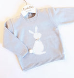 Granlei Knitted Bunny Jumper Grey - Arabella's Baby Boutique