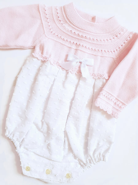 Granlei Pink Knitted Romper - Arabella's Baby Boutique