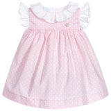 'Sadie' Pink Polka Dot Dress with Ruffles - Arabella's Baby Boutique