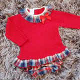Granlei Red Knitted Tartan Romper Set - Arabella's Baby Boutique