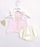 'Rosa' Baby Pink and Ivory Summer Knit Set - Arabella's Baby Boutique