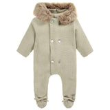 Mebi Knitted Pramsuit in Camel - Arabella's Baby Boutique