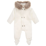 Mebi Knitted Pramsuit in White - Arabella's Baby Boutique