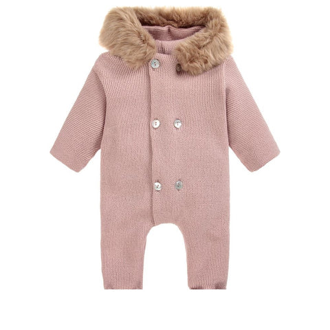 Mebi Knitted Footless All in One Suit Pink - Arabella's Baby Boutique