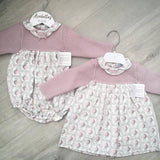MEBI - Dusky Pink Dress with Floral Pattern - Arabella's Baby Boutique