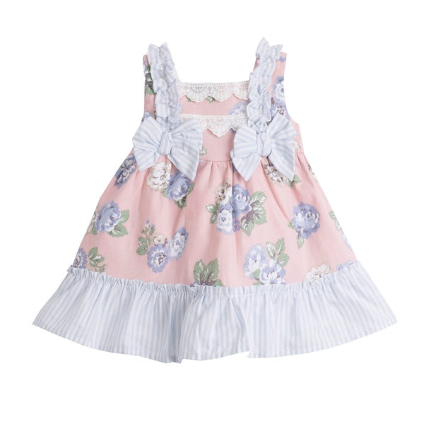 Charlotte' Pink & Blue Baby Girl's Dress by Newness, Made in Spain Arabella's Baby Boutique Charlotte' Pink & Blue Baby Girl's Dress by Newness, Made in Spain Arabella's Baby Boutique