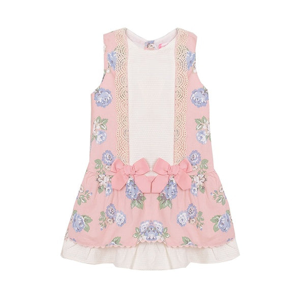 'Marta', Baby pink & Blue Drop Waisted Dress - Arabella's Baby Boutique