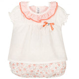 CALAMARO -  'Daisy' Peach and White Jam Pant Set - Arabella's Baby Boutique