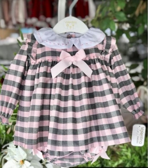 Valentina Bebes Pink Check Dress - Arabella's Baby Boutique