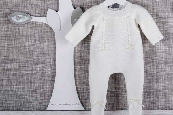 MEBI - Ivory Knitted All in One Suit - Arabella's Baby Boutique