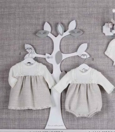 MEBI - Ivory and Grey Knitted Dress 'Catalina' - Arabella's Baby Boutique